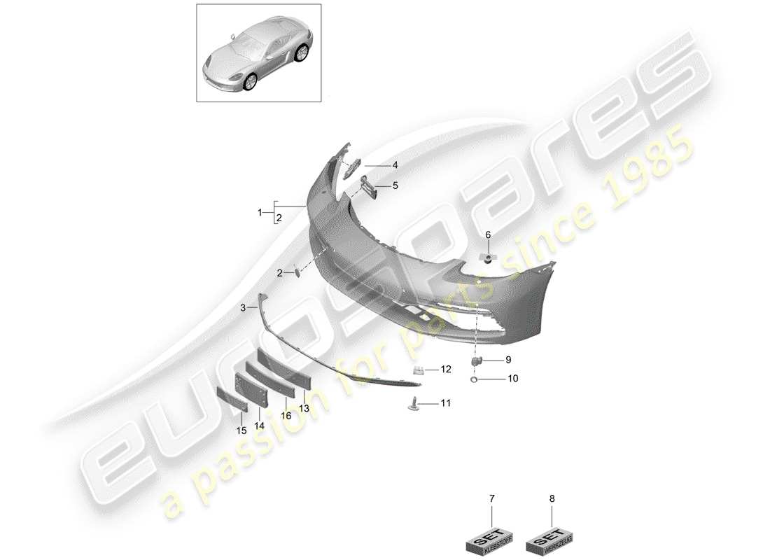 Porsche 718 Cayman (2018) PARAURTI Diagramma delle parti