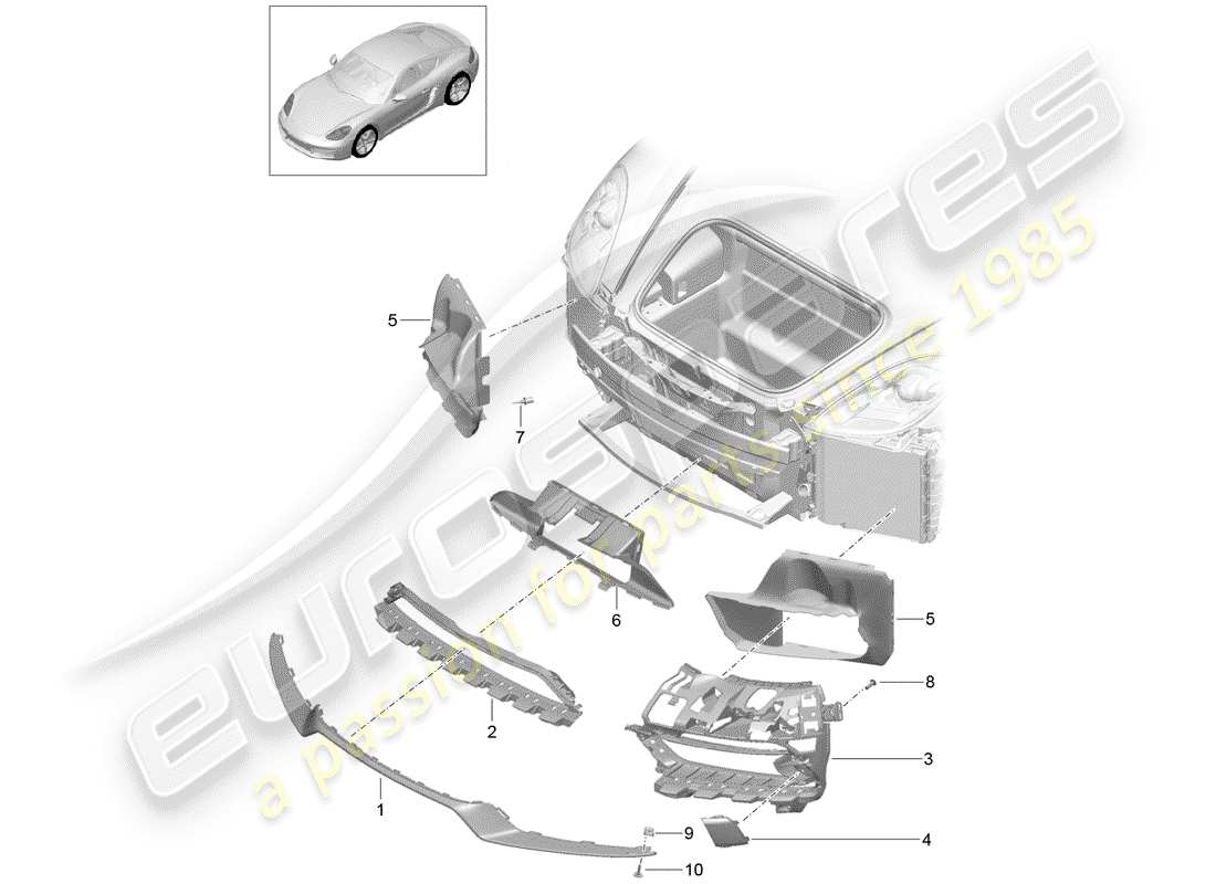 Porsche 718 Cayman (2018) condotto dell'aria Diagramma delle parti