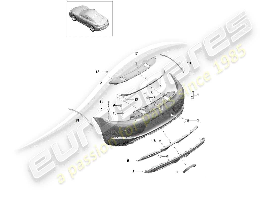 Porsche 718 Cayman (2018) PARAURTI Diagramma delle parti