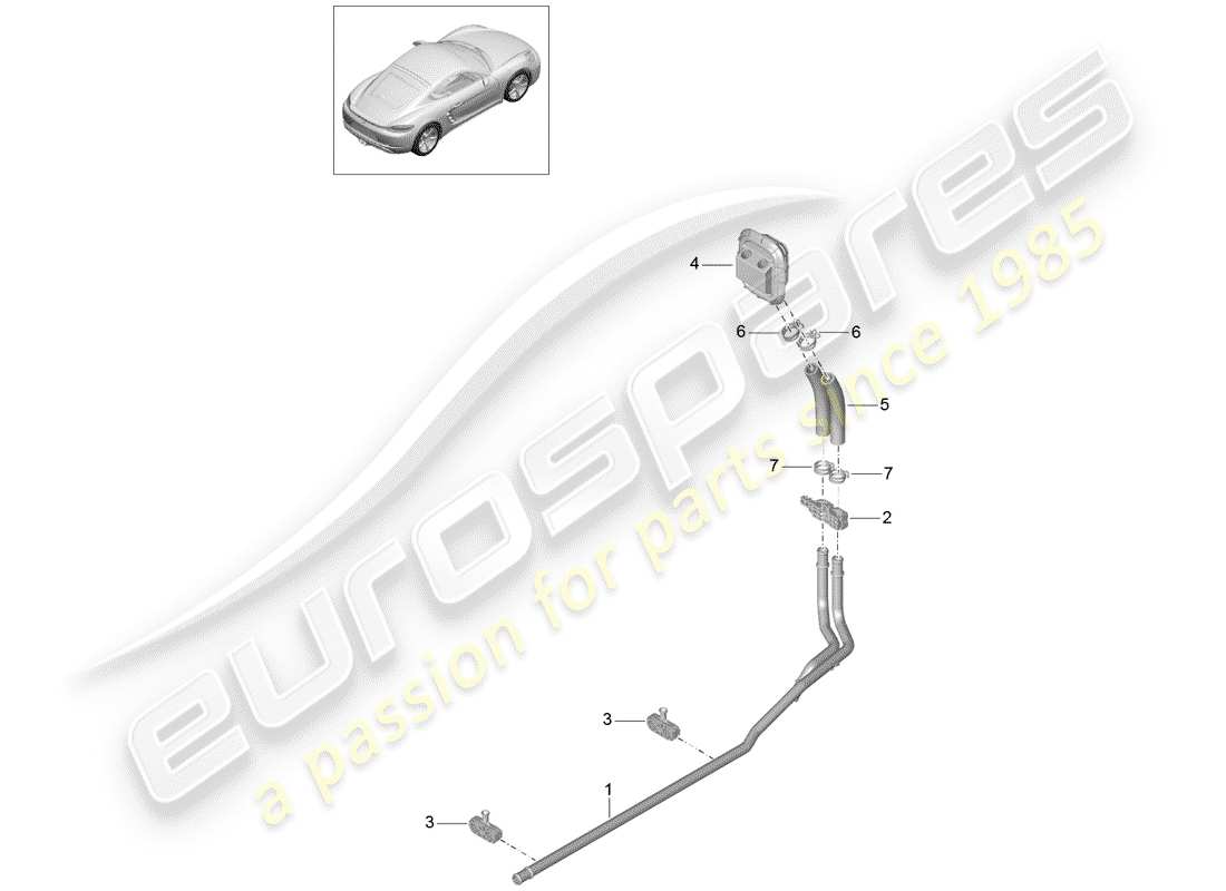 Porsche 718 Cayman (2018) Stufa Diagramma delle parti