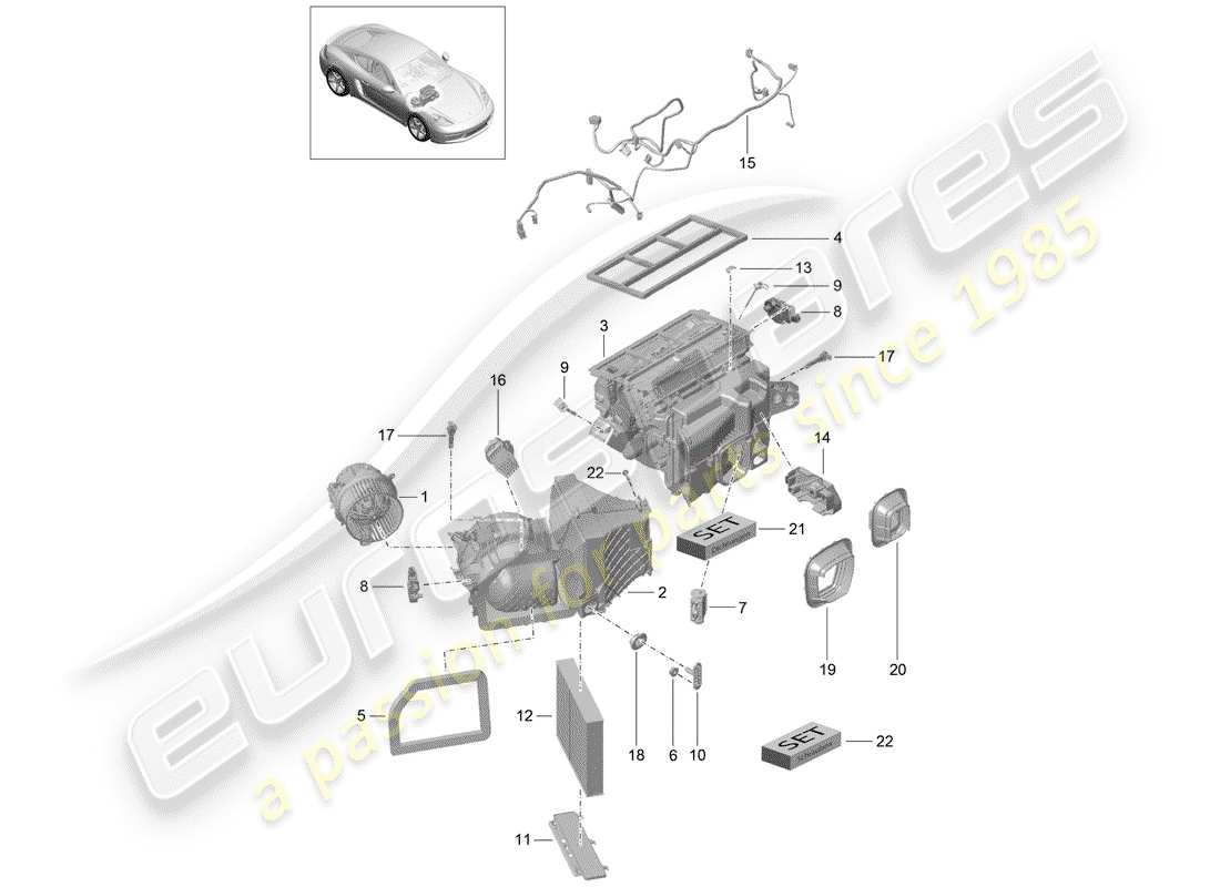 Porsche 718 Cayman (2018) CONDIZIONATORE Diagramma delle parti