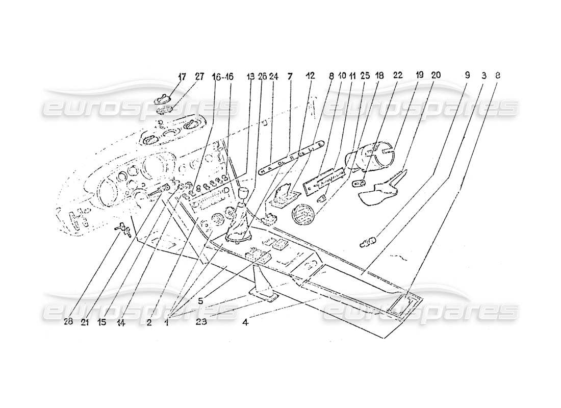 Ferrari 365 GT 2+2 (Carrozzerie) Interior switches - Air vents & Trim Diagramma delle parti