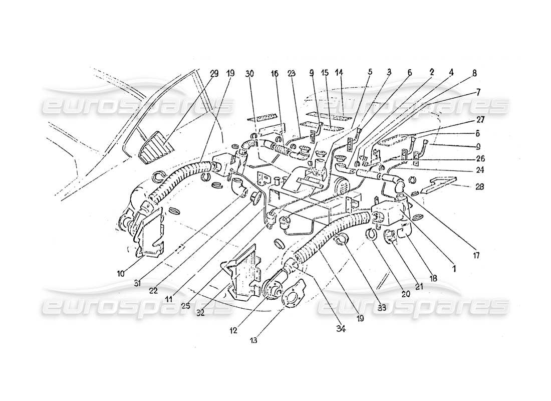 Ferrari 365 GT 2+2 (Carrozzerie) Heater matrix & Ventilation Diagramma delle parti