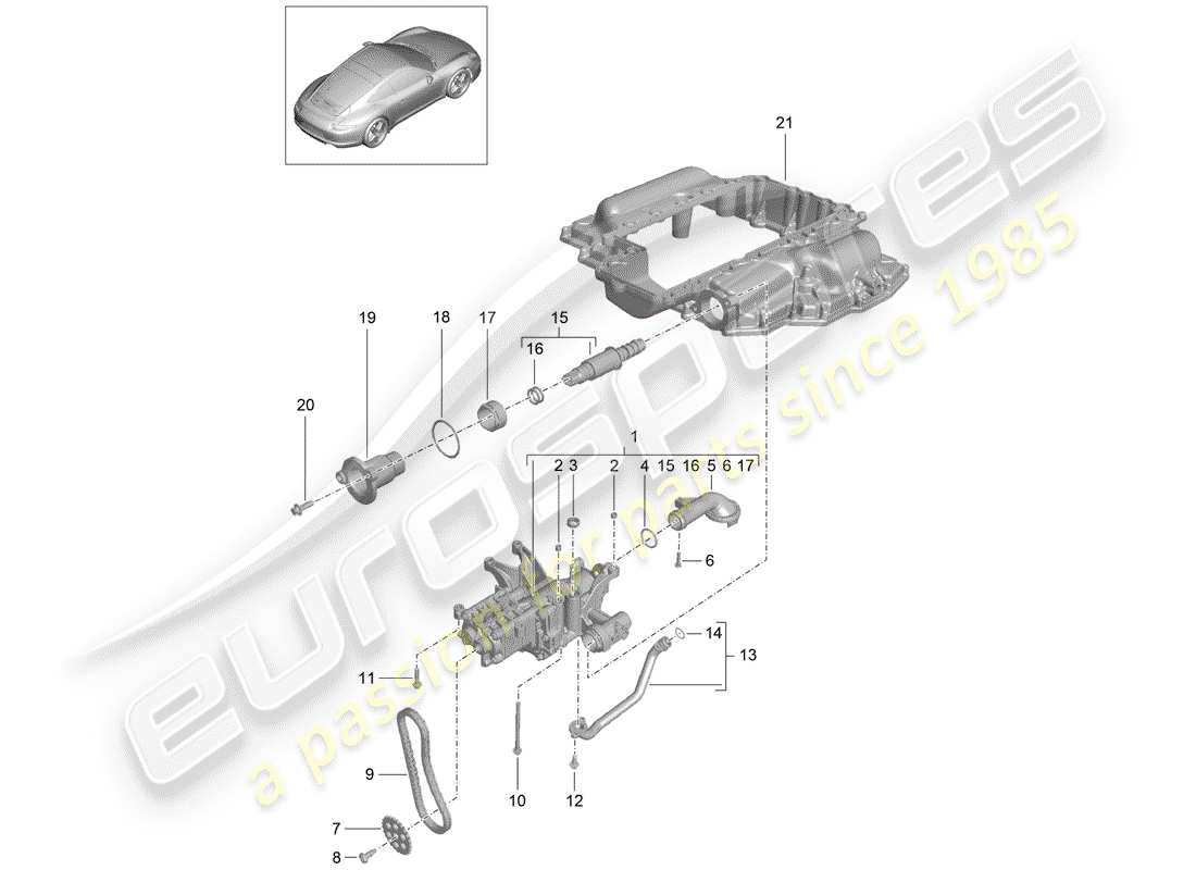 Porsche 991 (2014) Pompa dell'olio Diagramma delle parti