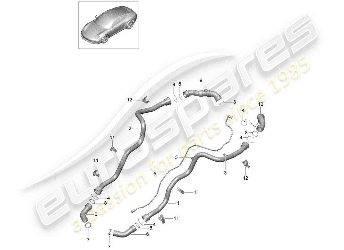 Porsche 991 (2014) raffreddamento ad acqua 1 Diagramma delle parti