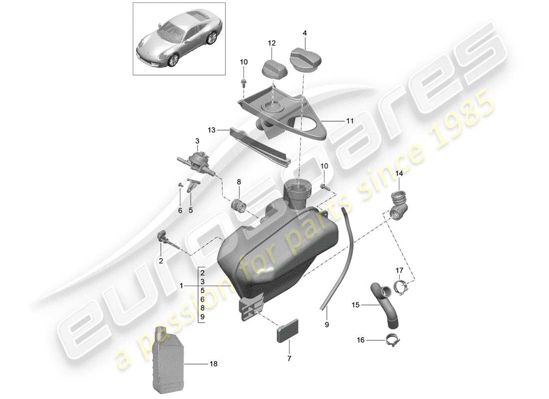 Porsche 991 (2014) raffreddamento ad acqua 4 Diagramma delle parti