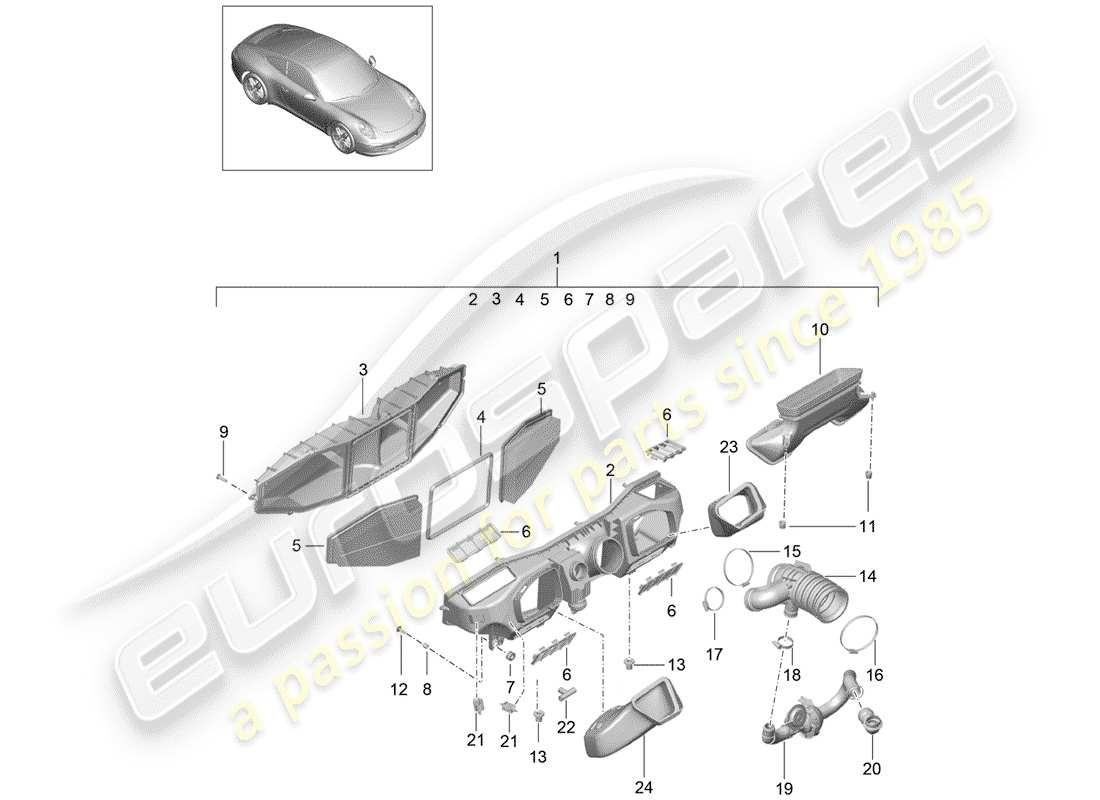 Porsche 991 (2014) FILTRO DELL'ARIA Diagramma delle parti