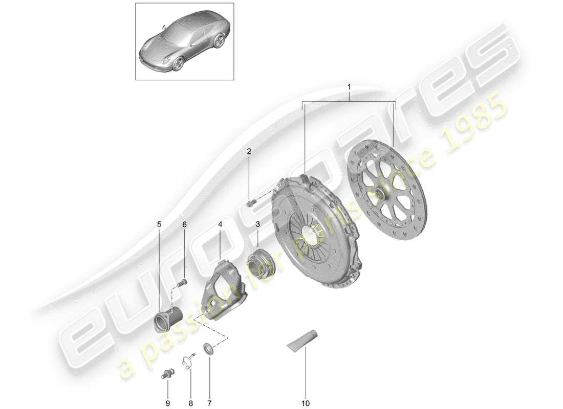 Porsche 991 (2014) Frizione Diagramma delle parti