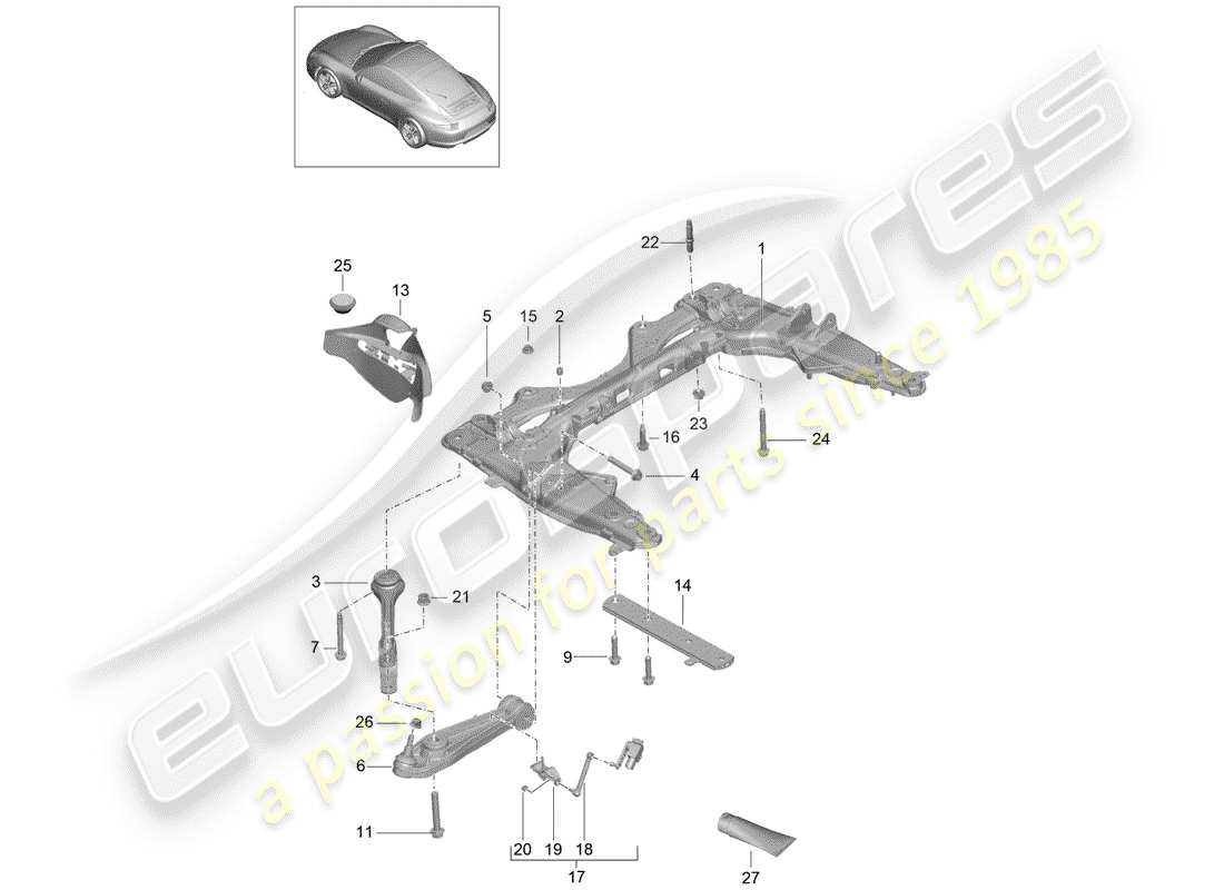 Porsche 991 (2014) MEMBRO TRASVERSALE Diagramma delle parti