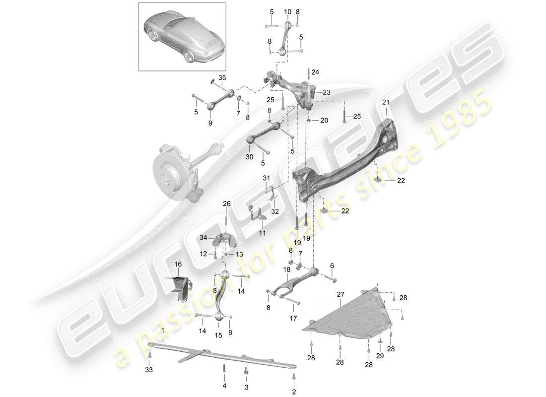 Porsche 991 (2014) ASSE POSTERIORE Diagramma delle parti