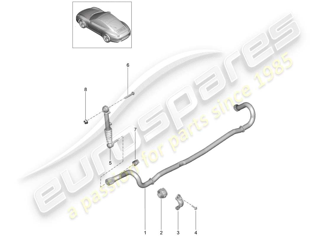 Porsche 991 (2014) stabilizzatore Diagramma delle parti