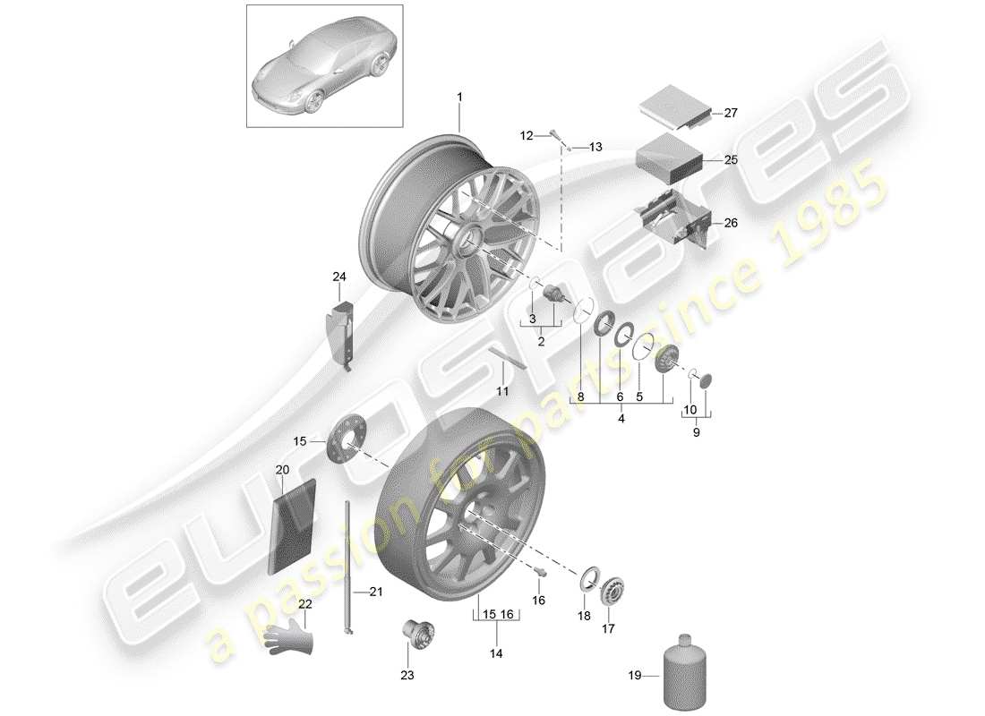 Porsche 991 (2014) Ruote Diagramma delle parti