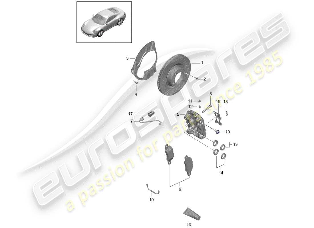 Porsche 991 (2014) freni a disco Diagramma delle parti