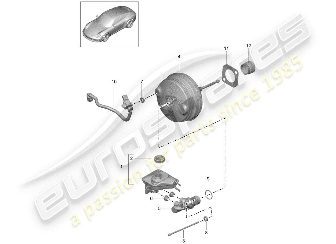 Porsche 991 (2014) pompa freno Diagramma delle parti