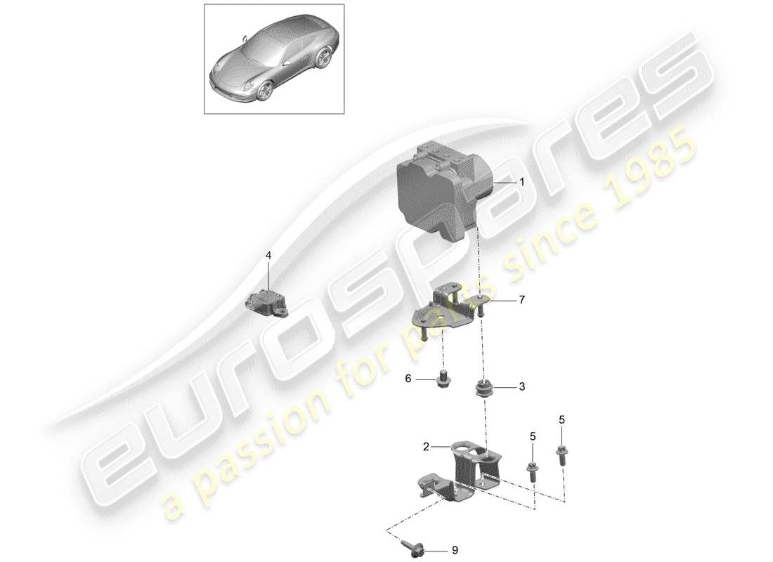 Porsche 991 (2014) unità idraulica Diagramma delle parti