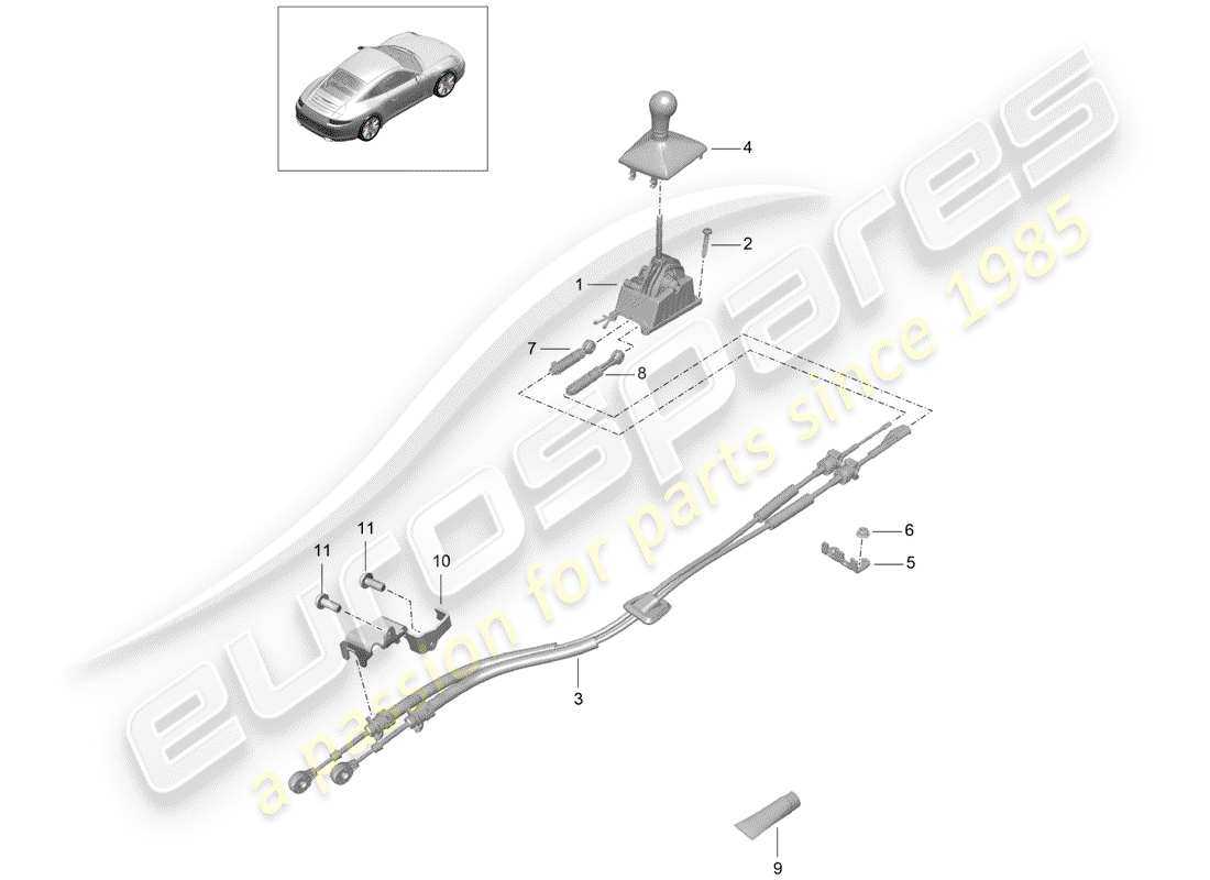 Porsche 991 (2014) controllo della trasmissione Diagramma delle parti