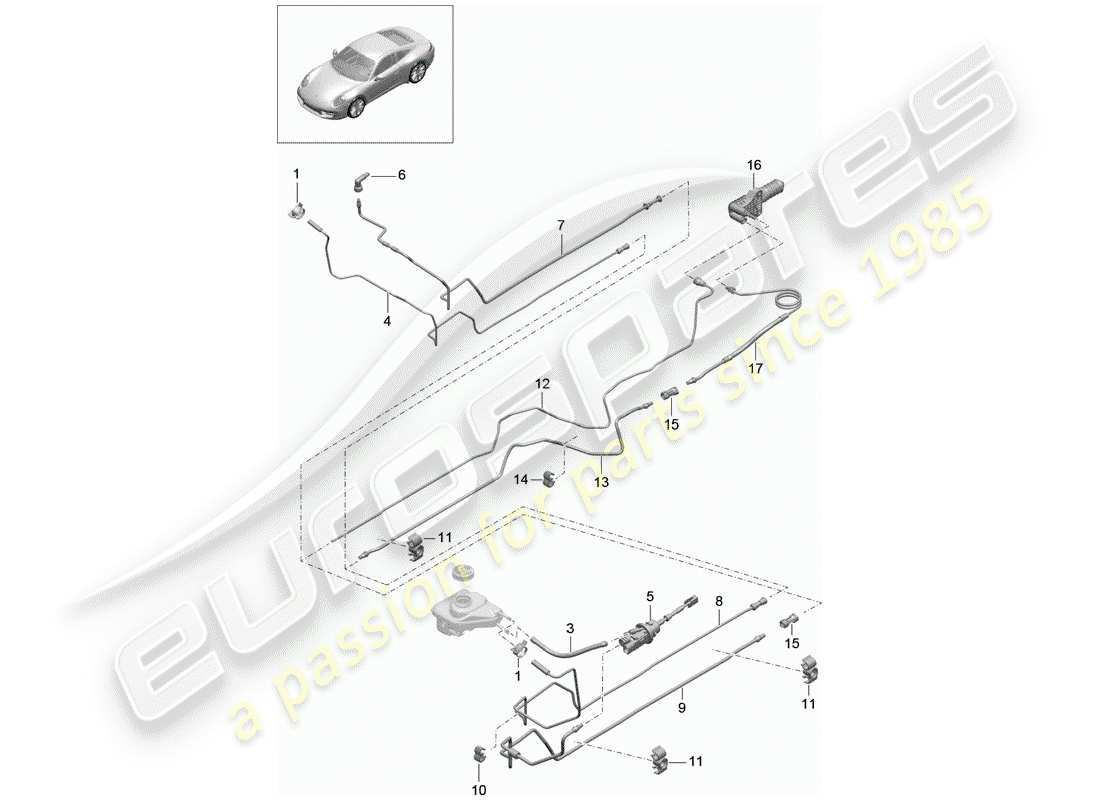 Porsche 991 (2014) frizione idraulica Diagramma delle parti