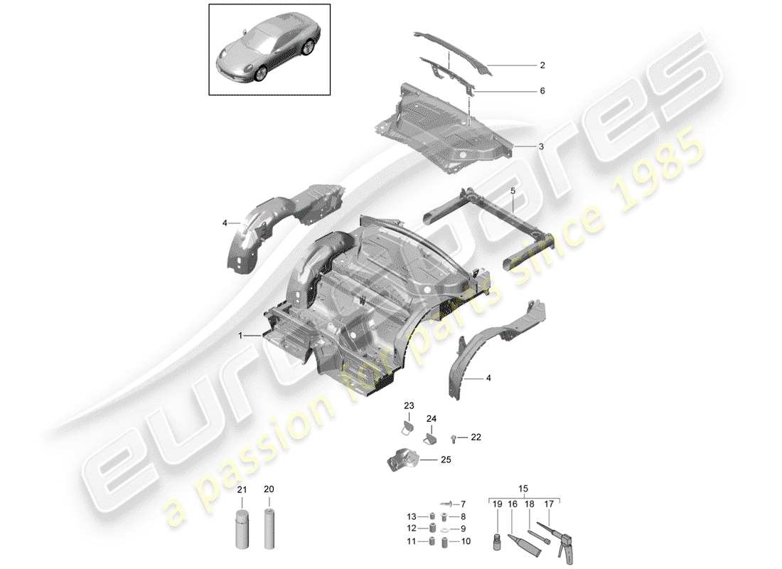 Porsche 991 (2014) ESTREMITÀ POSTERIORE Diagramma delle parti