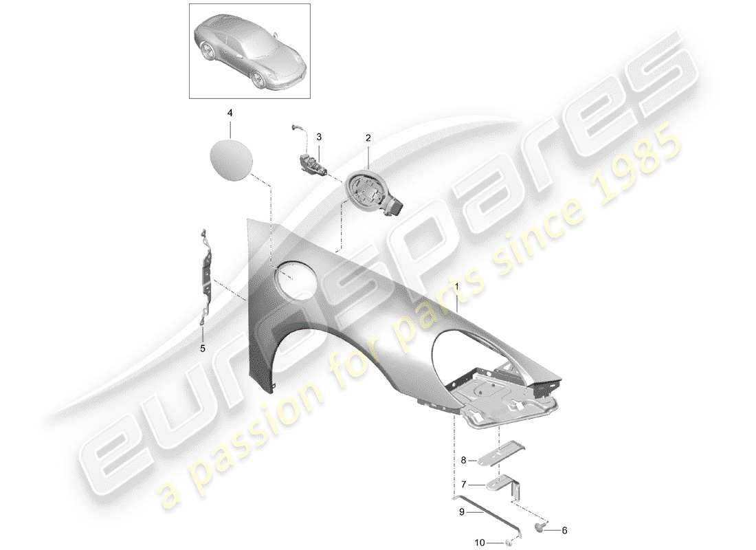 Porsche 991 (2014) PARAFANGO Diagramma delle parti