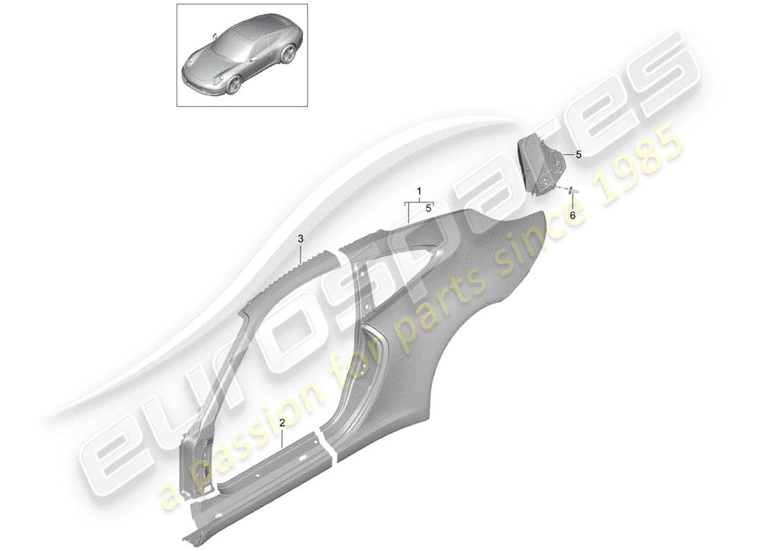 Porsche 991 (2014) PANNELLO LATERALE Diagramma delle parti