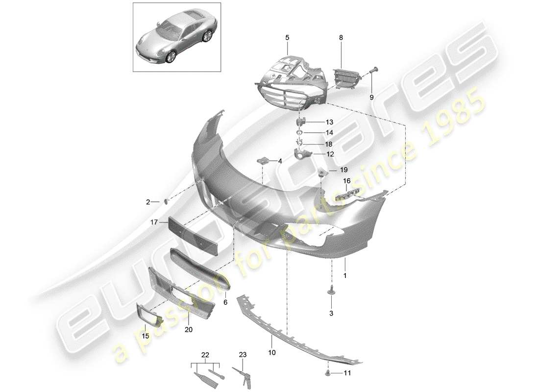 Porsche 991 (2014) PARAURTI Diagramma delle parti