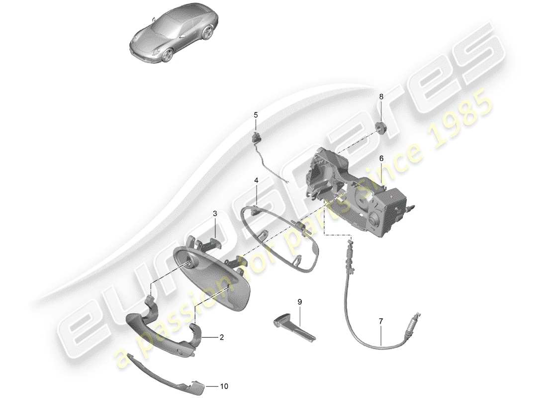 Porsche 991 (2014) maniglia Diagramma delle parti