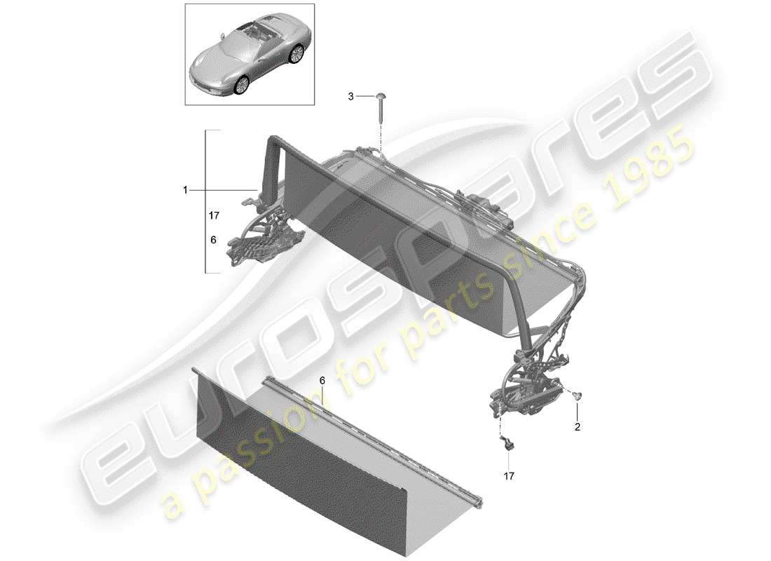 Porsche 991 (2014) PARABREZZA Diagramma delle parti