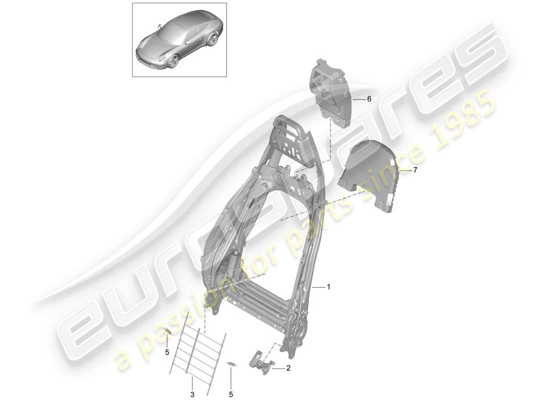 Porsche 991 (2014) telaio - schienale Diagramma delle parti
