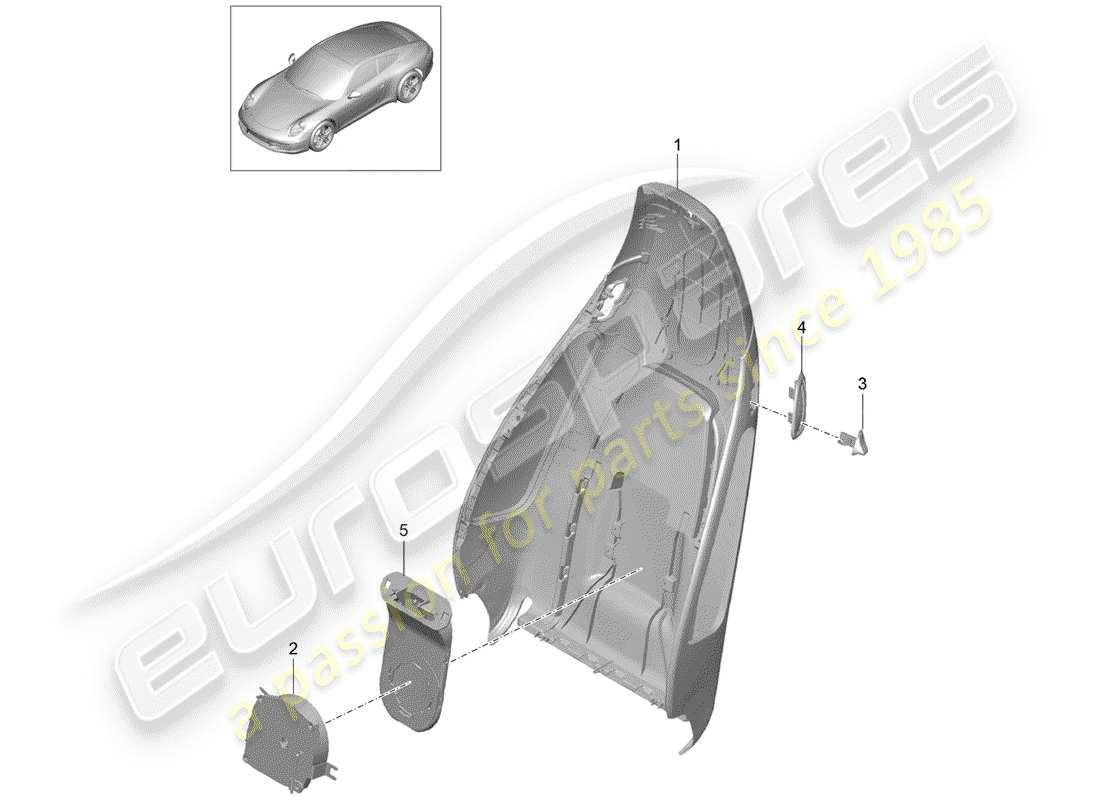 Porsche 991 (2014) guscio dello schienale Diagramma delle parti