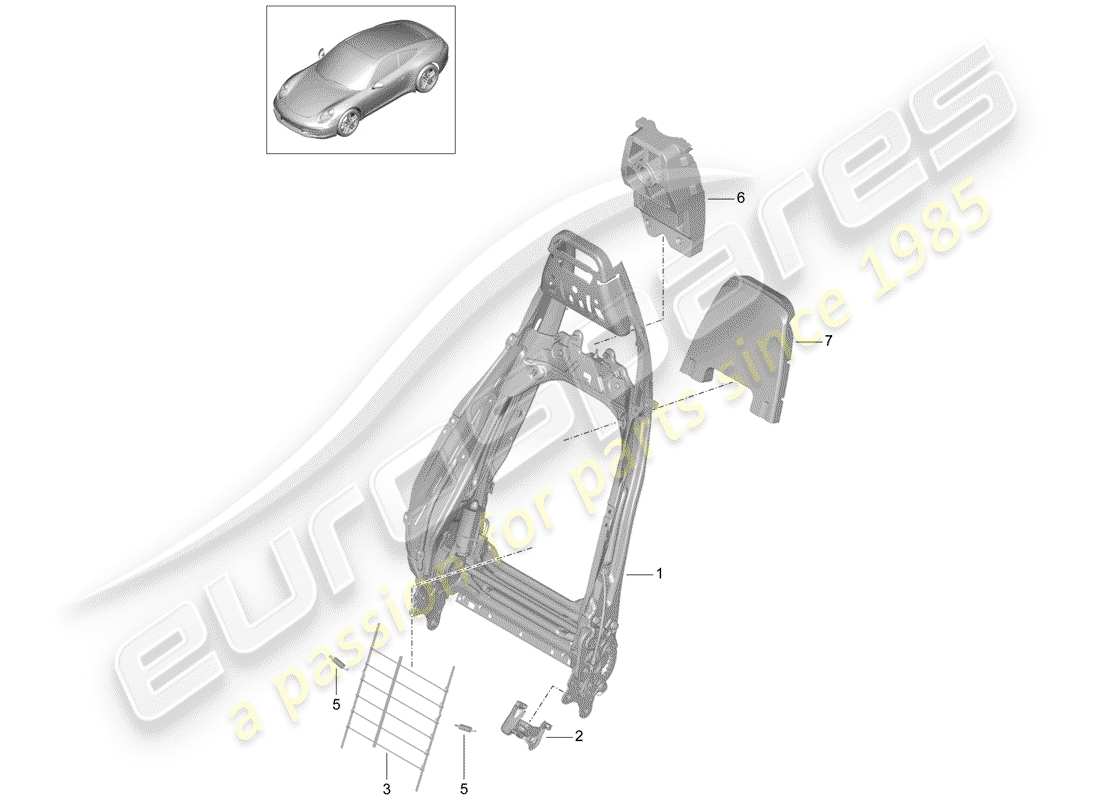 Porsche 991 (2014) TELAIO SCHIENALE Diagramma delle parti