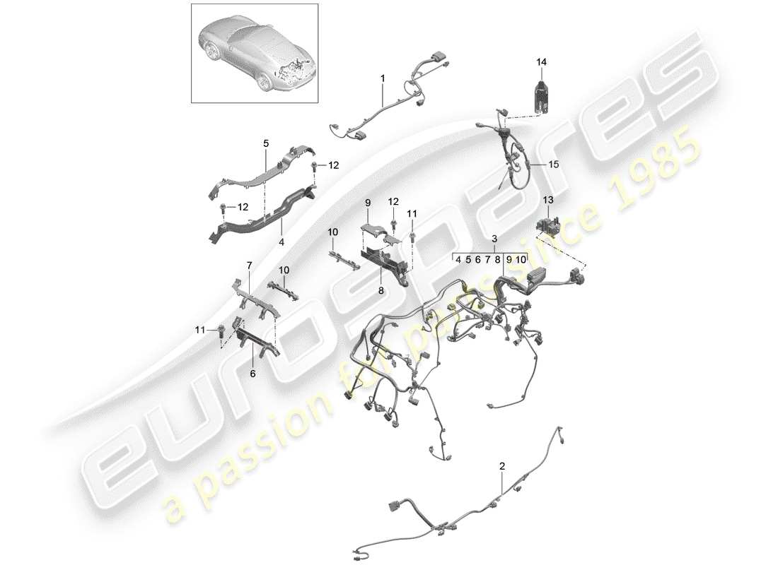 Porsche 991 (2014) cablaggi Diagramma delle parti