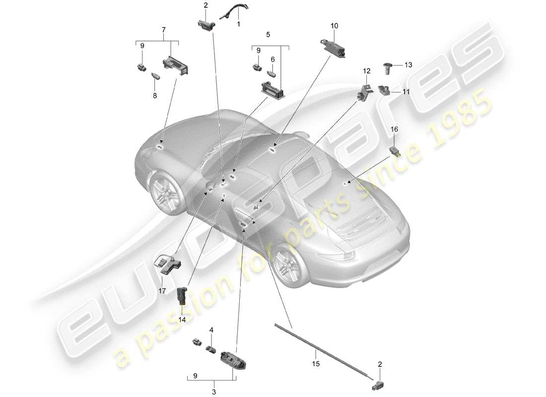 Porsche 991 (2014) luci interne Diagramma delle parti