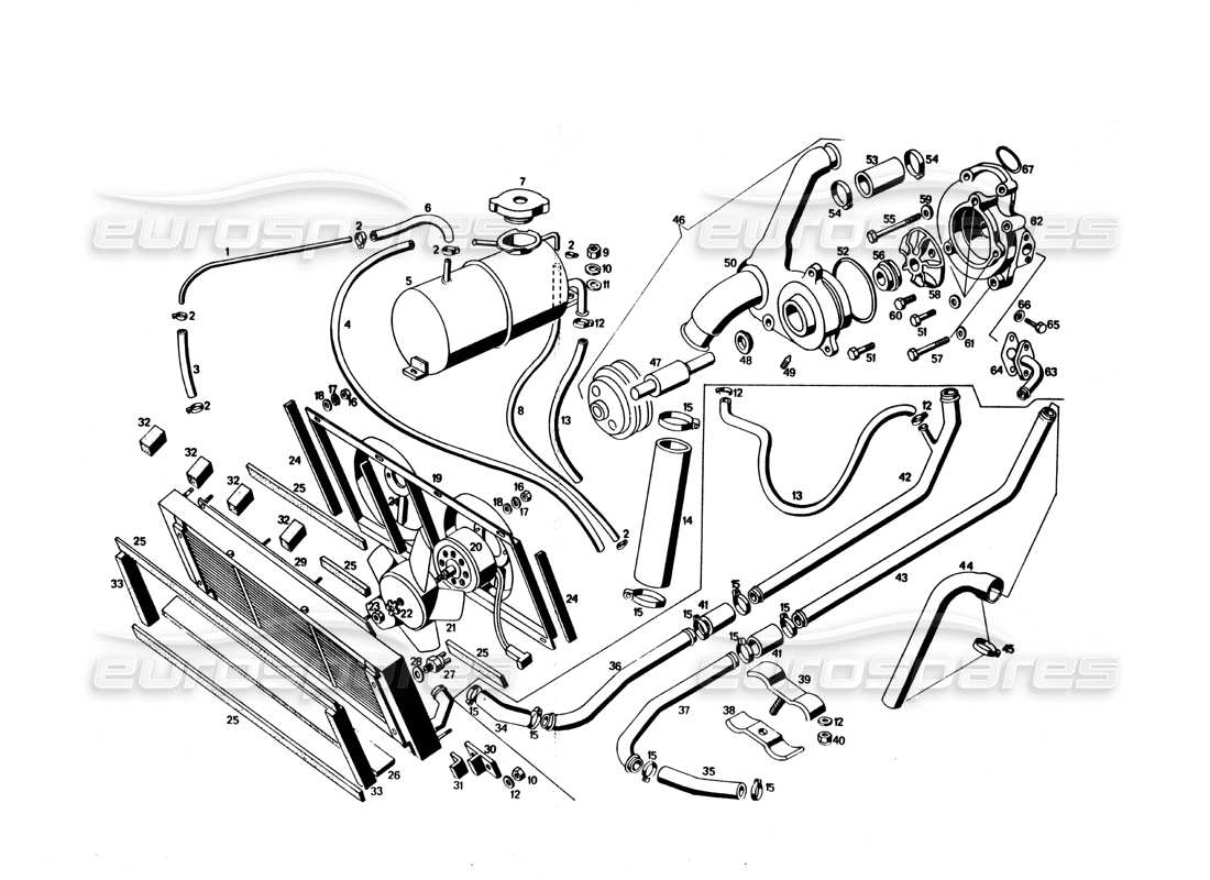 Maserati Bora Raffreddamento del motore Diagramma delle parti