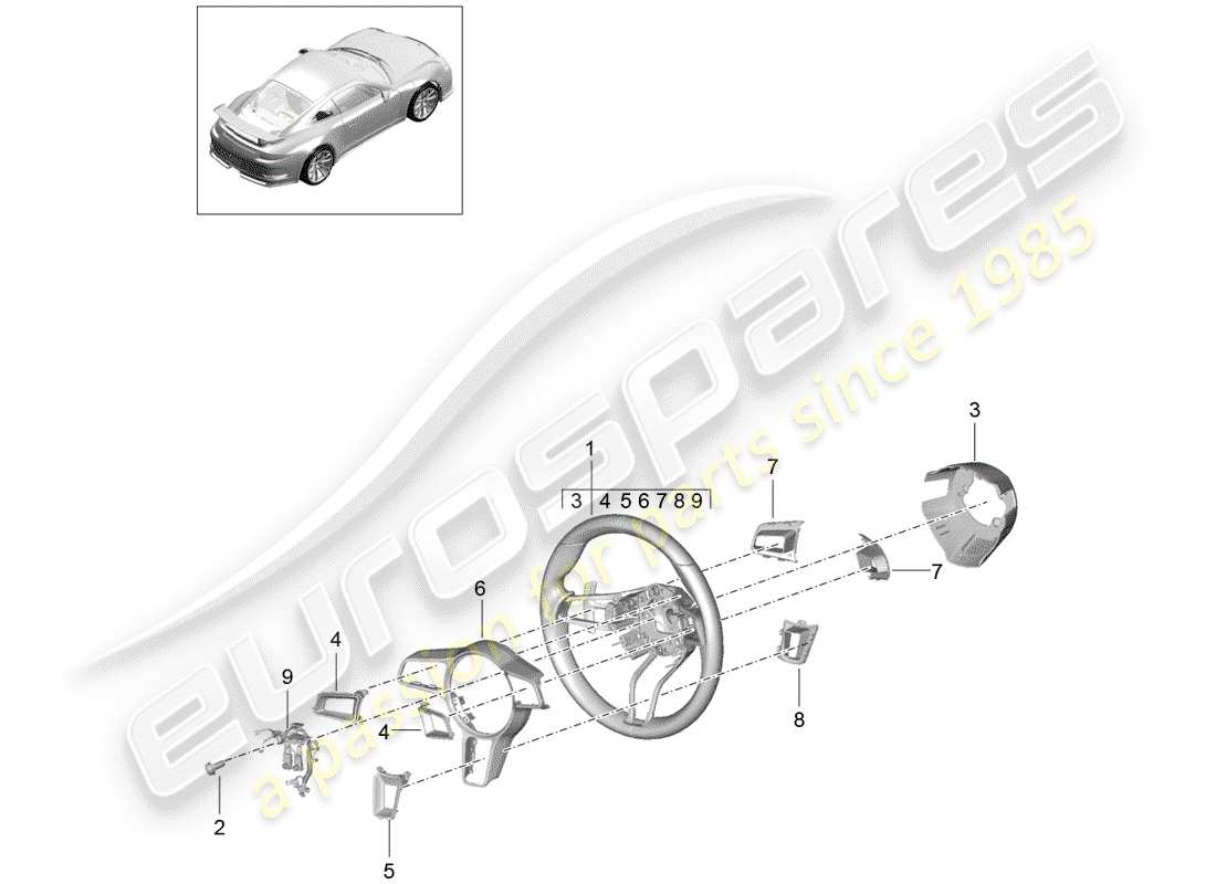 Porsche 991R/GT3/RS (2014) VOLANTE Diagramma delle parti