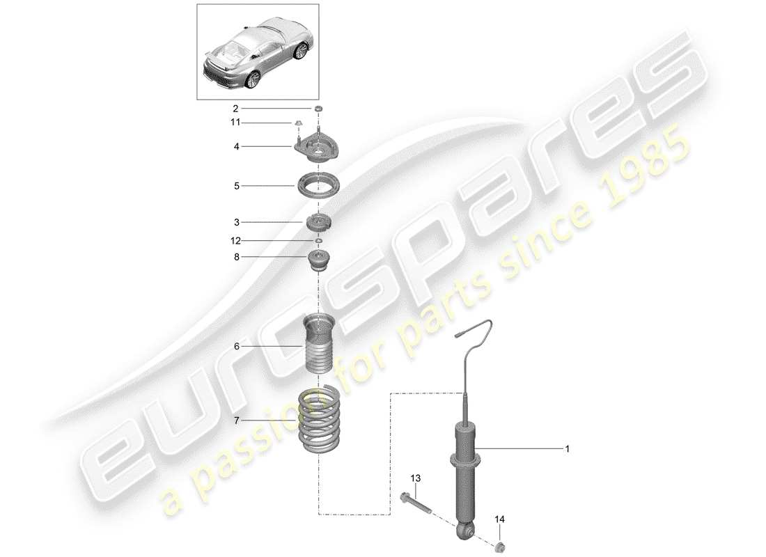 Porsche 991R/GT3/RS (2014) AMMORTIZZATORE Diagramma delle parti