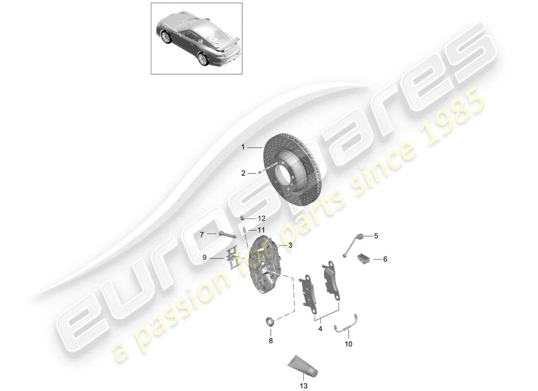 Porsche 991R/GT3/RS (2014) freni a disco Diagramma delle parti