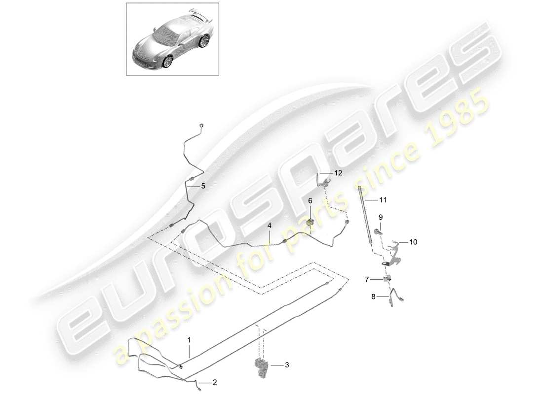 Porsche 991R/GT3/RS (2014) LINEA FRENO Diagramma delle parti