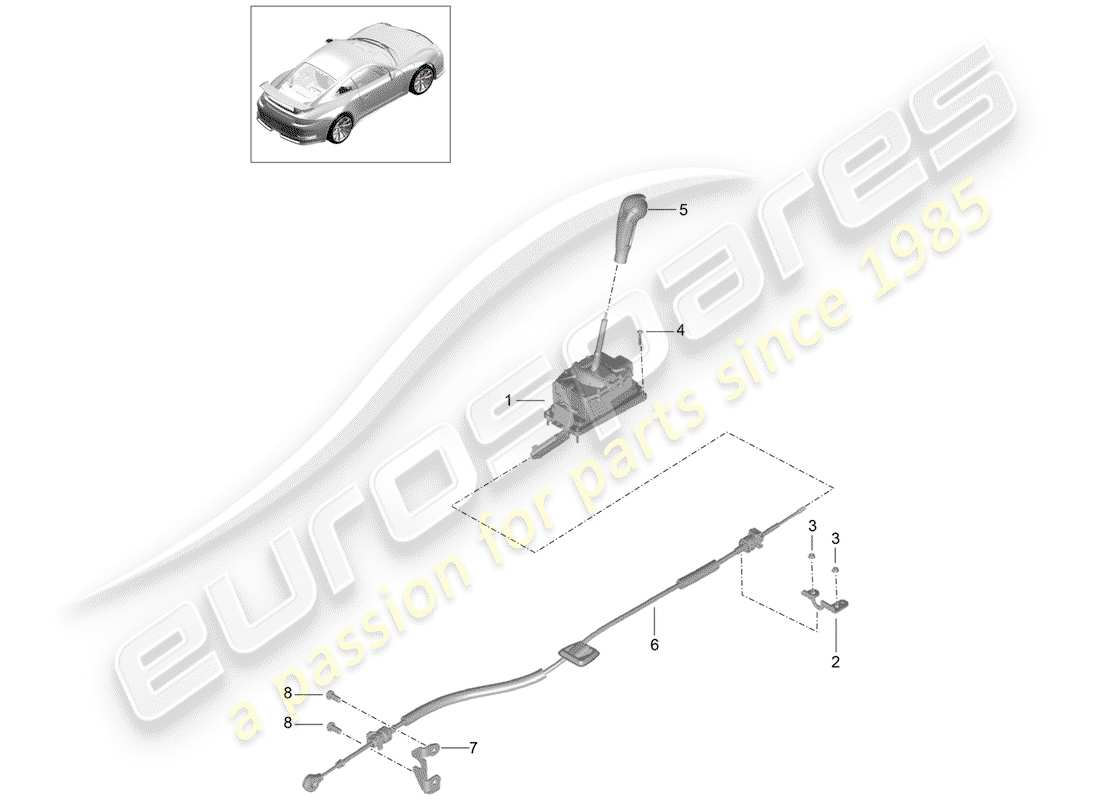 Porsche 991R/GT3/RS (2014) leva selettrice Diagramma delle parti