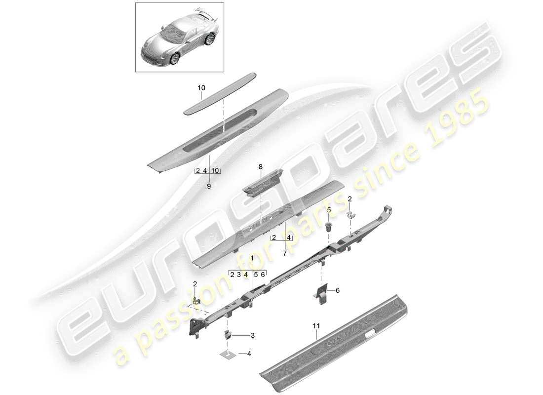 Porsche 991R/GT3/RS (2014) liner Diagramma delle parti