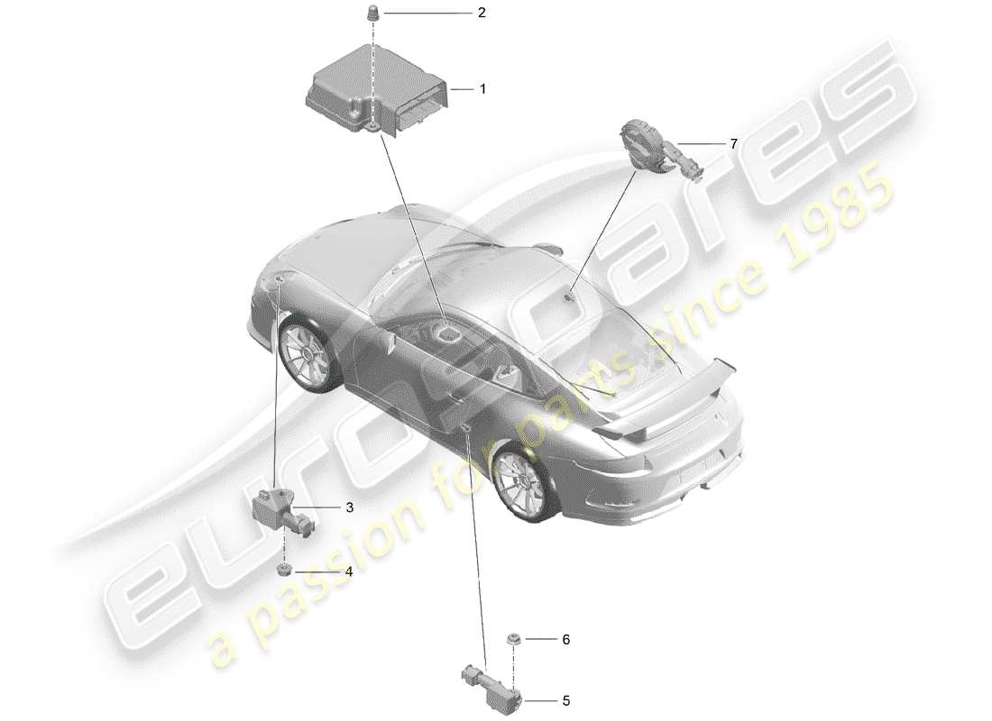 Porsche 991R/GT3/RS (2014) modulo di controllo elettronico Diagramma delle parti