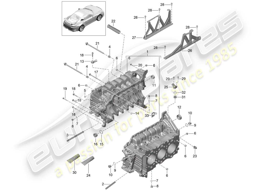 Porsche 991R/GT3/RS (2016) BASAMENTO Diagramma delle parti