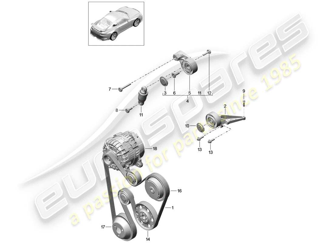 Porsche 991R/GT3/RS (2016) cintura a costine Diagramma delle parti