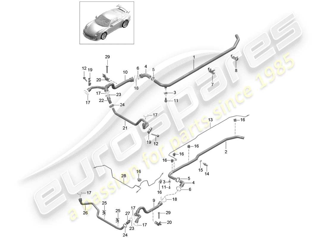 Porsche 991R/GT3/RS (2016) raffreddamento ad acqua Diagramma delle parti