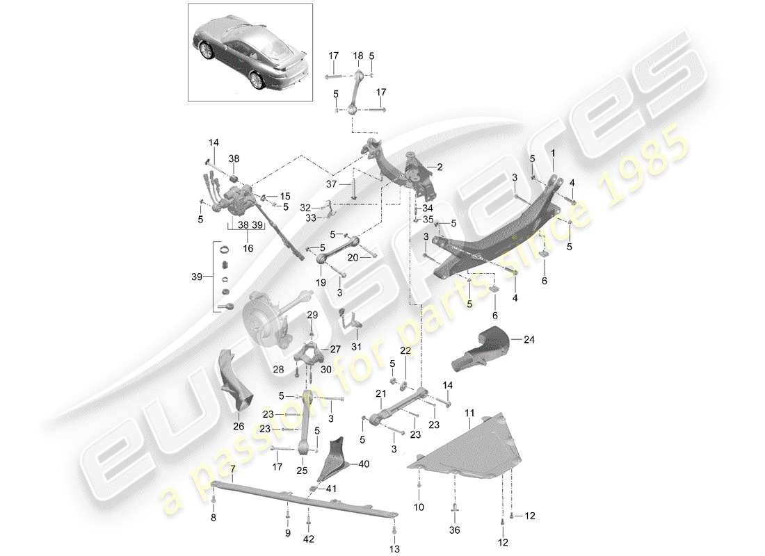 Porsche 991R/GT3/RS (2016) MEMBRO TRASVERSALE Diagramma delle parti