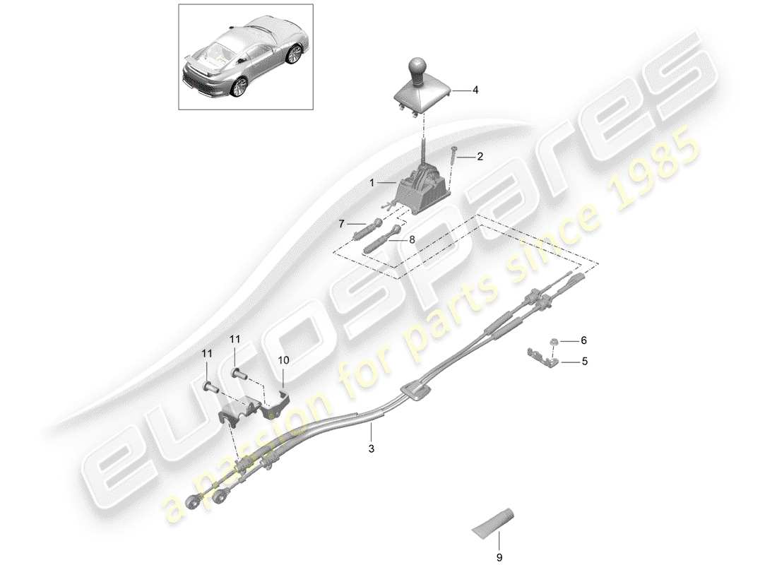 Porsche 991R/GT3/RS (2016) meccanismo di cambio Diagramma delle parti