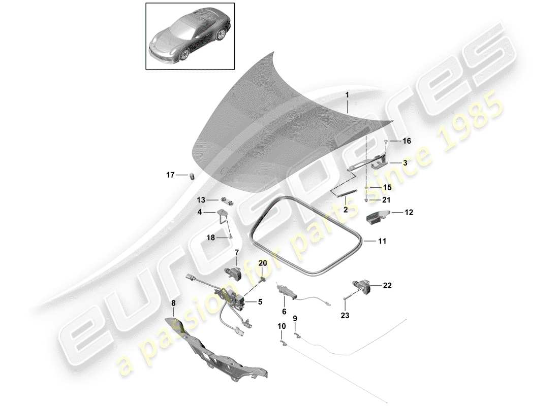 Porsche 991R/GT3/RS (2016) CAPPUCCIO Diagramma delle parti