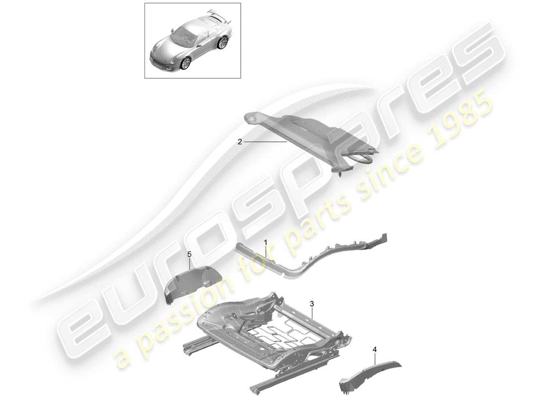 Porsche 991R/GT3/RS (2016) imbottitura per sedile Diagramma delle parti
