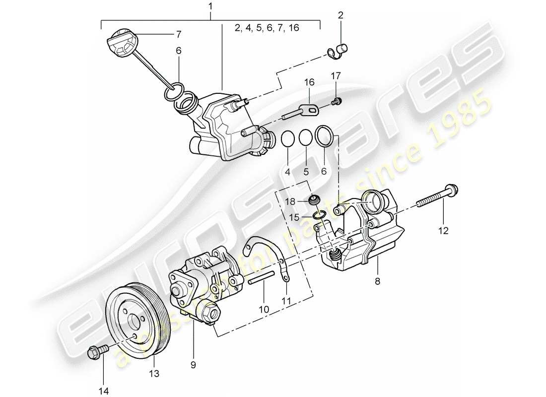 Porsche 997 (2006) SERVOSTERZO Diagramma delle parti