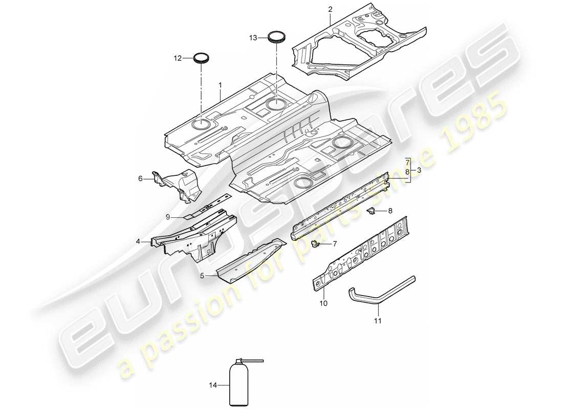 Porsche 997 (2006) PIASTRE DA PAVIMENTO Diagramma delle parti