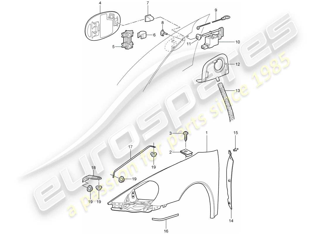 Porsche 997 (2006) PARAFANGO Diagramma delle parti